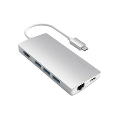 Satechi Type-C Multi-Port Adapter 4K With Ethernet V2, Silver - ONLINE ONLY