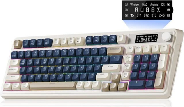 AULA S99 Pro Wireless Keyboard - Gaming Keyboards Media Knob - Blue/Gray - ONLINE ONLY